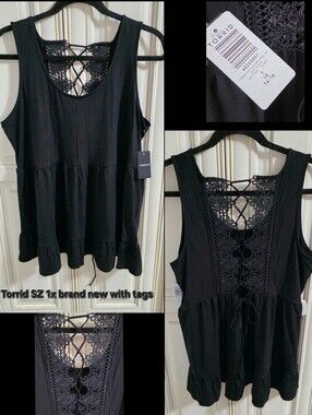 BNWT Torrid Black Lace-Back Tank Sz 1x